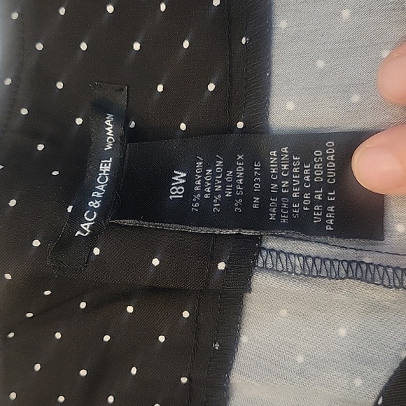 NWT Zac & Rachel Cropped Pants. Plus Size 18W Black With White Polka Dots - Picture 2 of 5